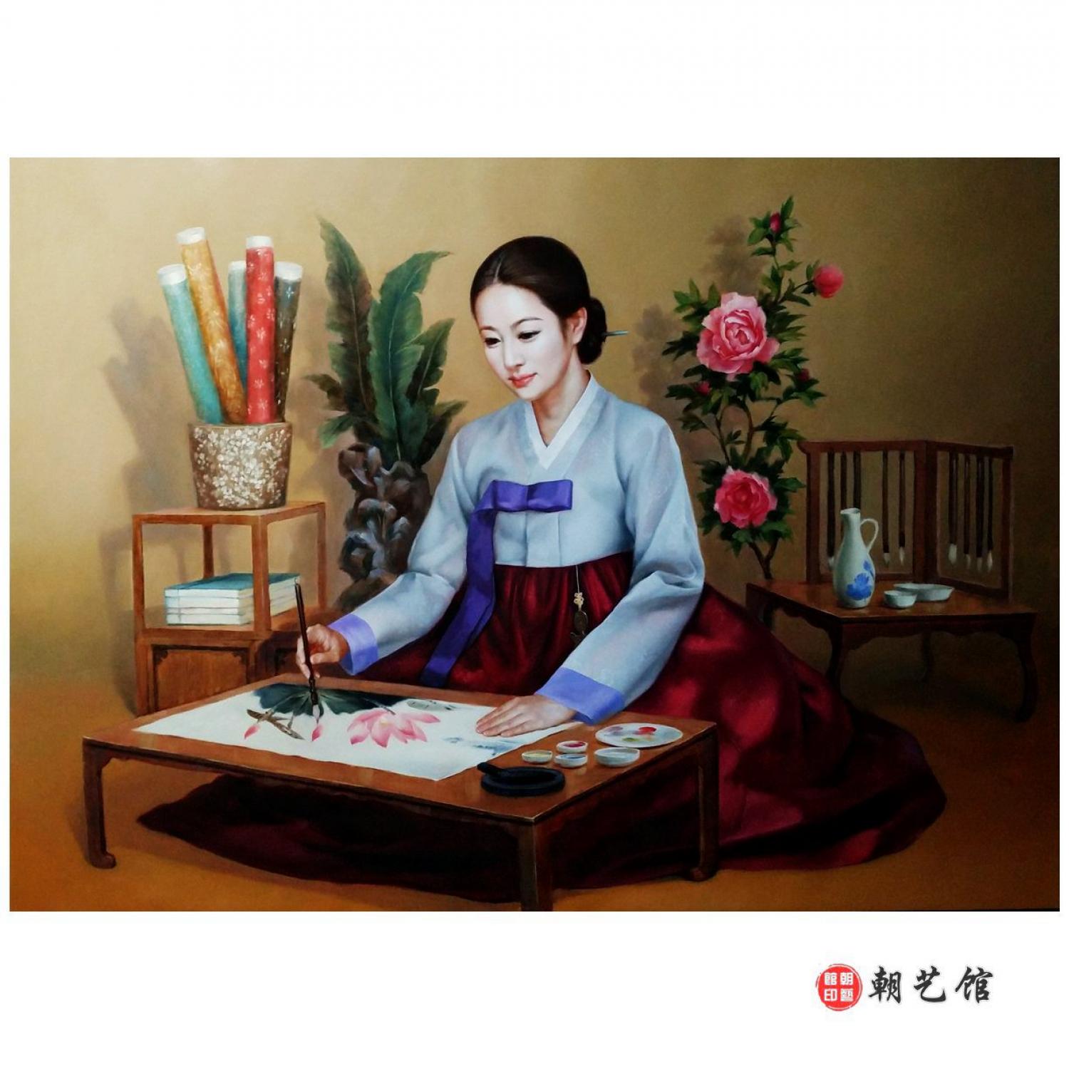 金哲男《闺秀》朝鲜油画