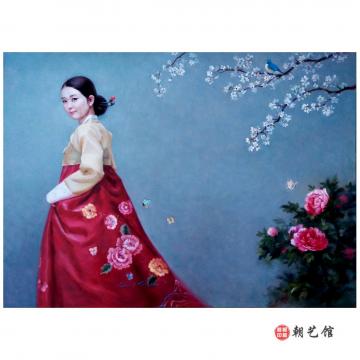 金哲男《落蝶》朝鲜油画