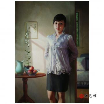 金浩根《宁静的下午》朝鲜油画--xyg-ks