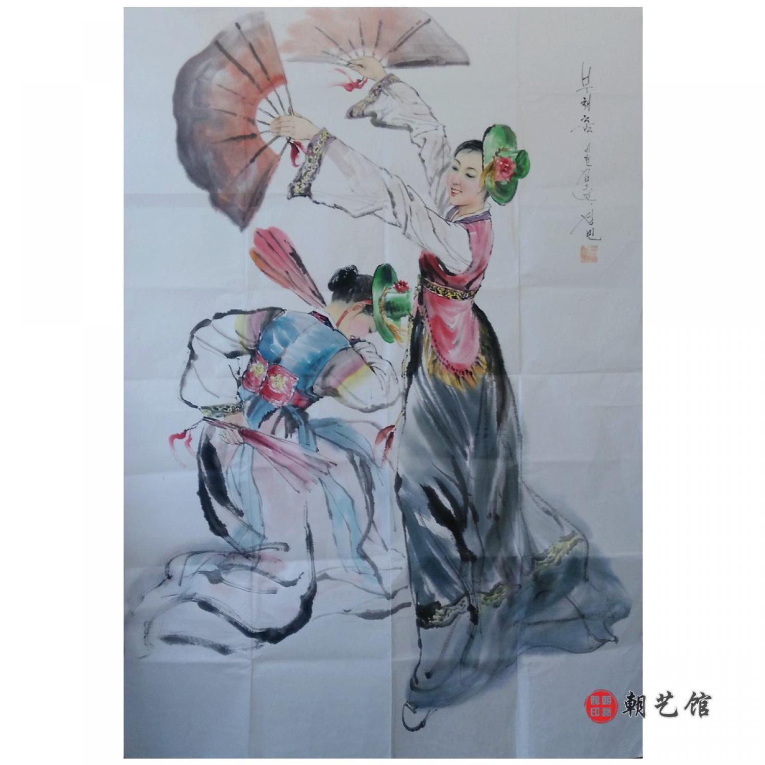 金圣民《扇子舞》朝鲜国画