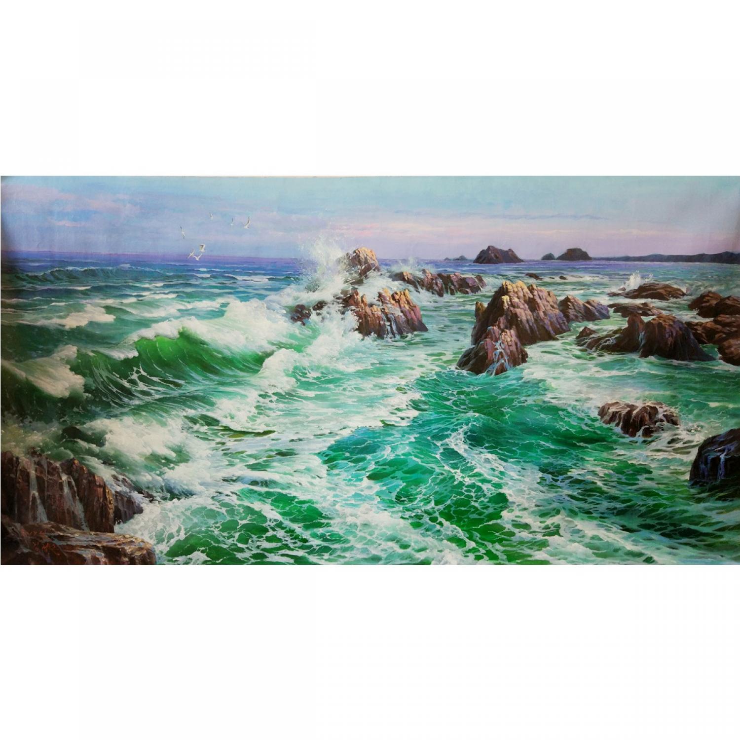 金成根《海浪》朝鲜油画