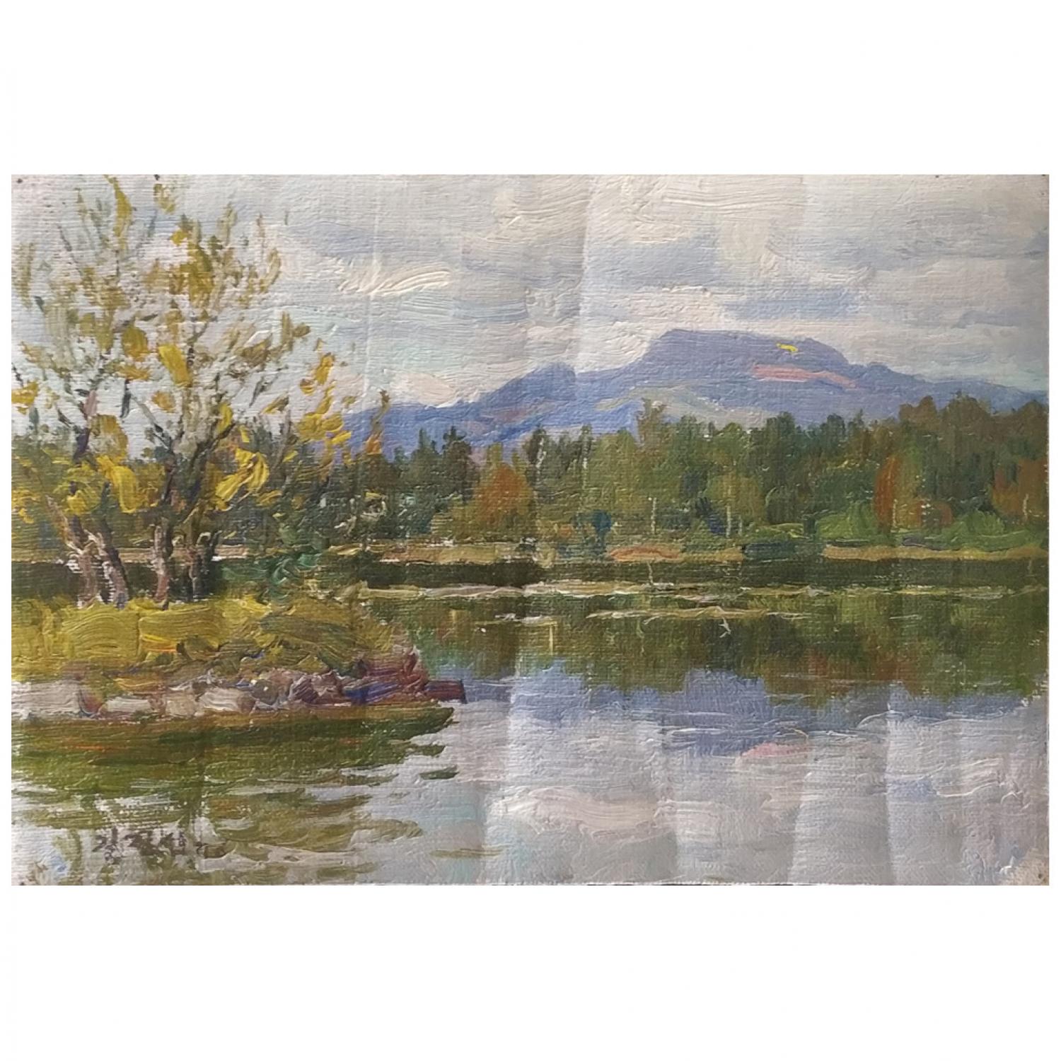吉镇燮《小河》朝鲜油画-L810