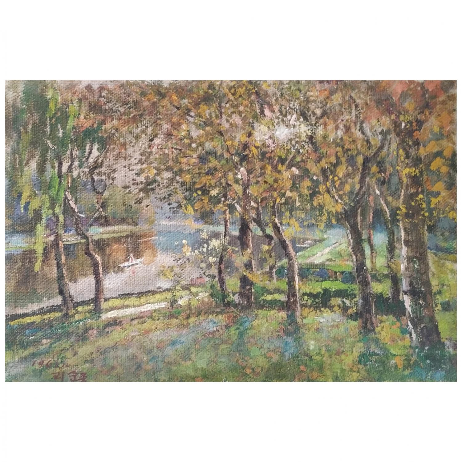 李舜钟《河边》朝鲜油画-L820