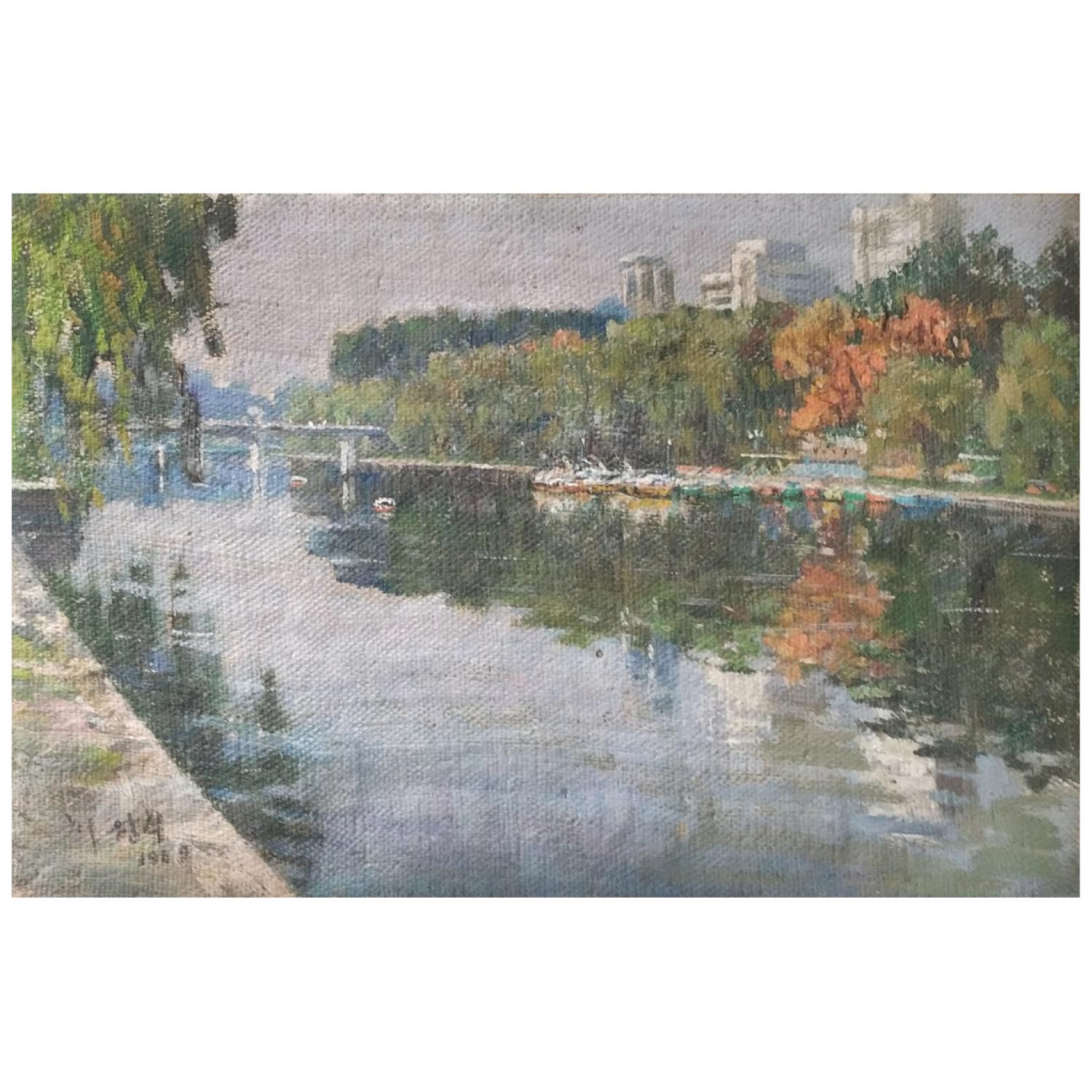 崔昌植《河港》朝鲜油画