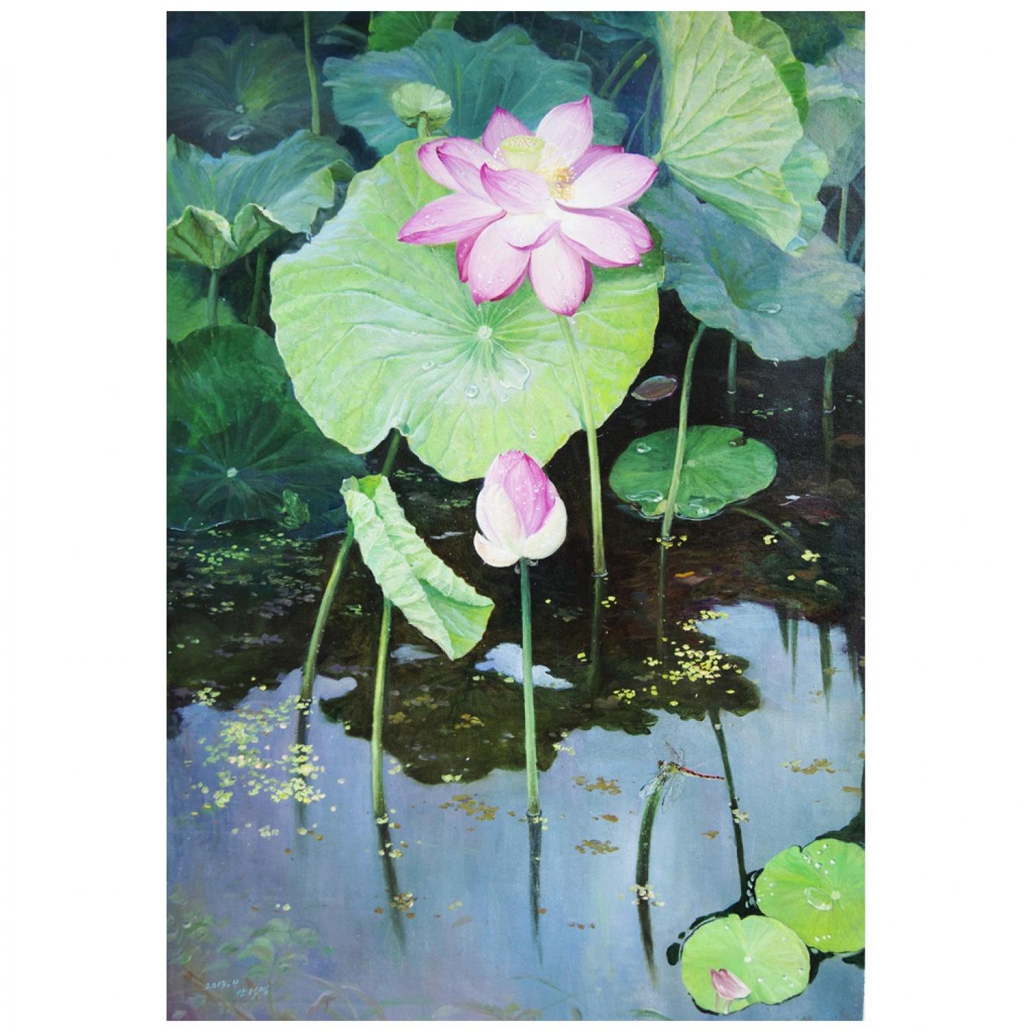 安德永《莲花池》朝鲜油画风景-L820