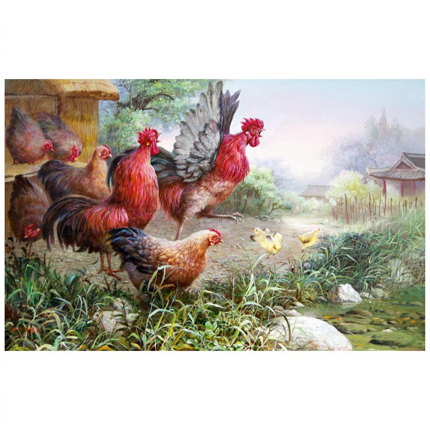 朴昌龙《闻鸡起舞》朝鲜油画风景-817sz-L820