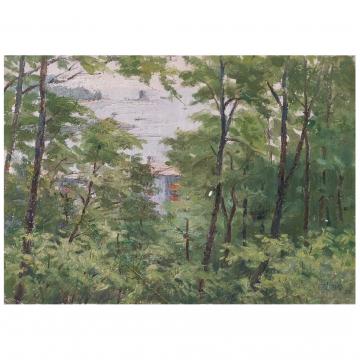 吉镇燮《夏季的树林》朝鲜油画