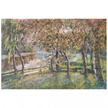 李舜钟《河边》朝鲜油画-L820
