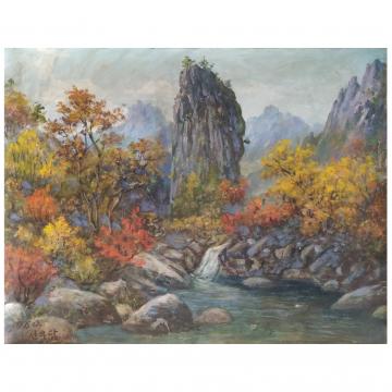 鲜于澹《水潭》朝鲜油画