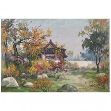 崔昌植《庭院》朝鲜国画-L820
