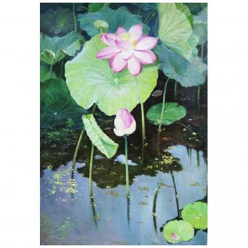 安德永《莲花池》朝鲜油画风景-L820