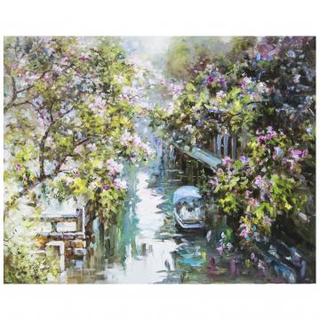 安德永《桃花舟》朝鲜油画风景-L810