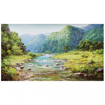梁哲奎《夏日清晨》朝鲜油画风景-WZ挑