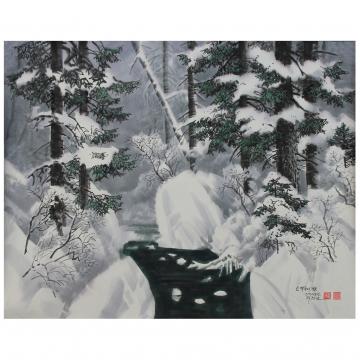 李京男《冬》朝鲜国画-L820
