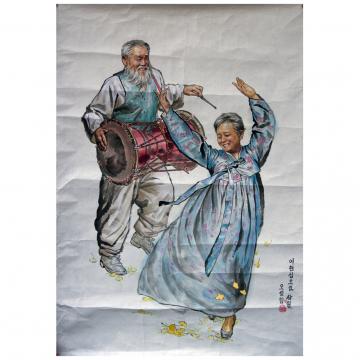 吴雪林《欢度佳节》朝鲜国画