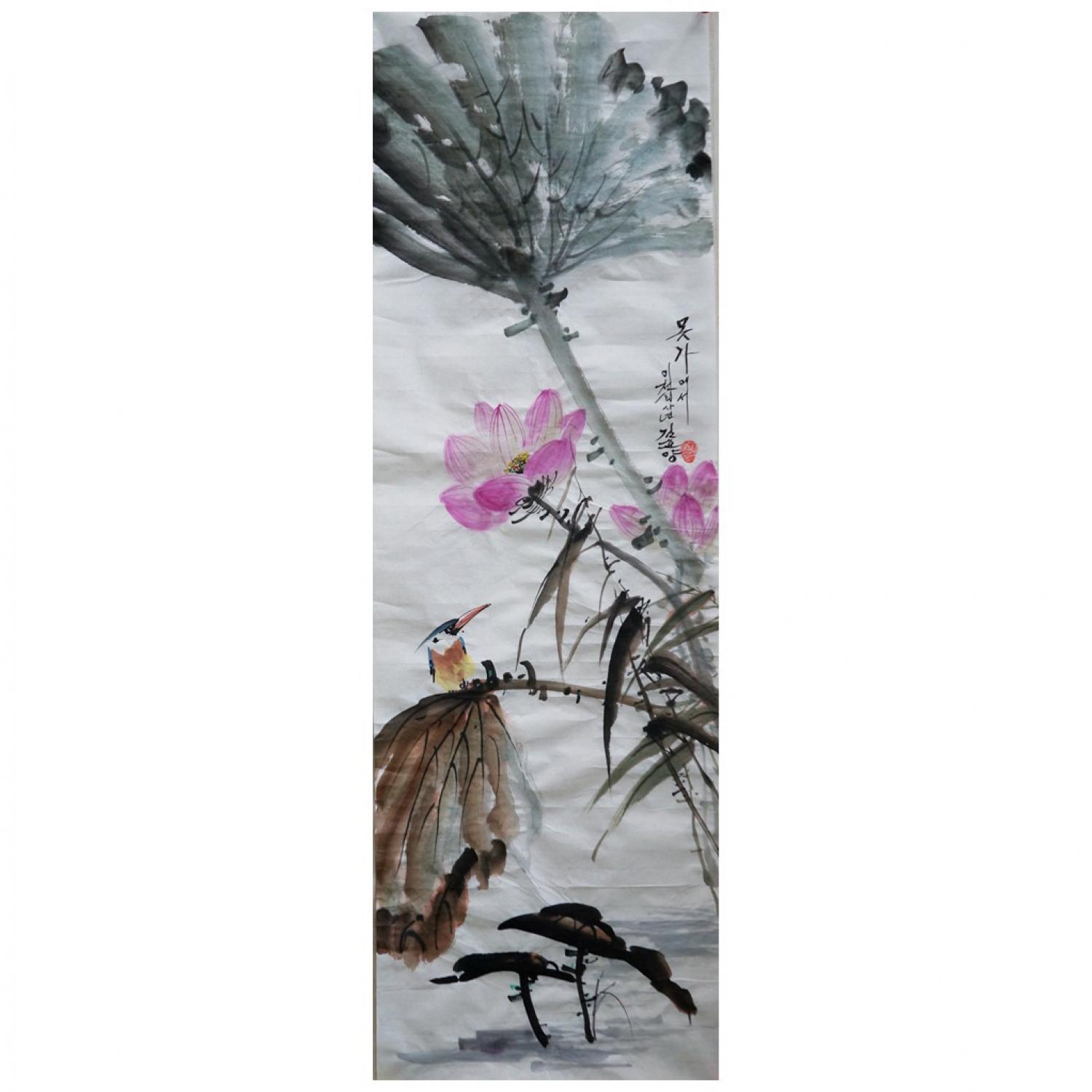 金春阳《莲花1》朝鲜国画