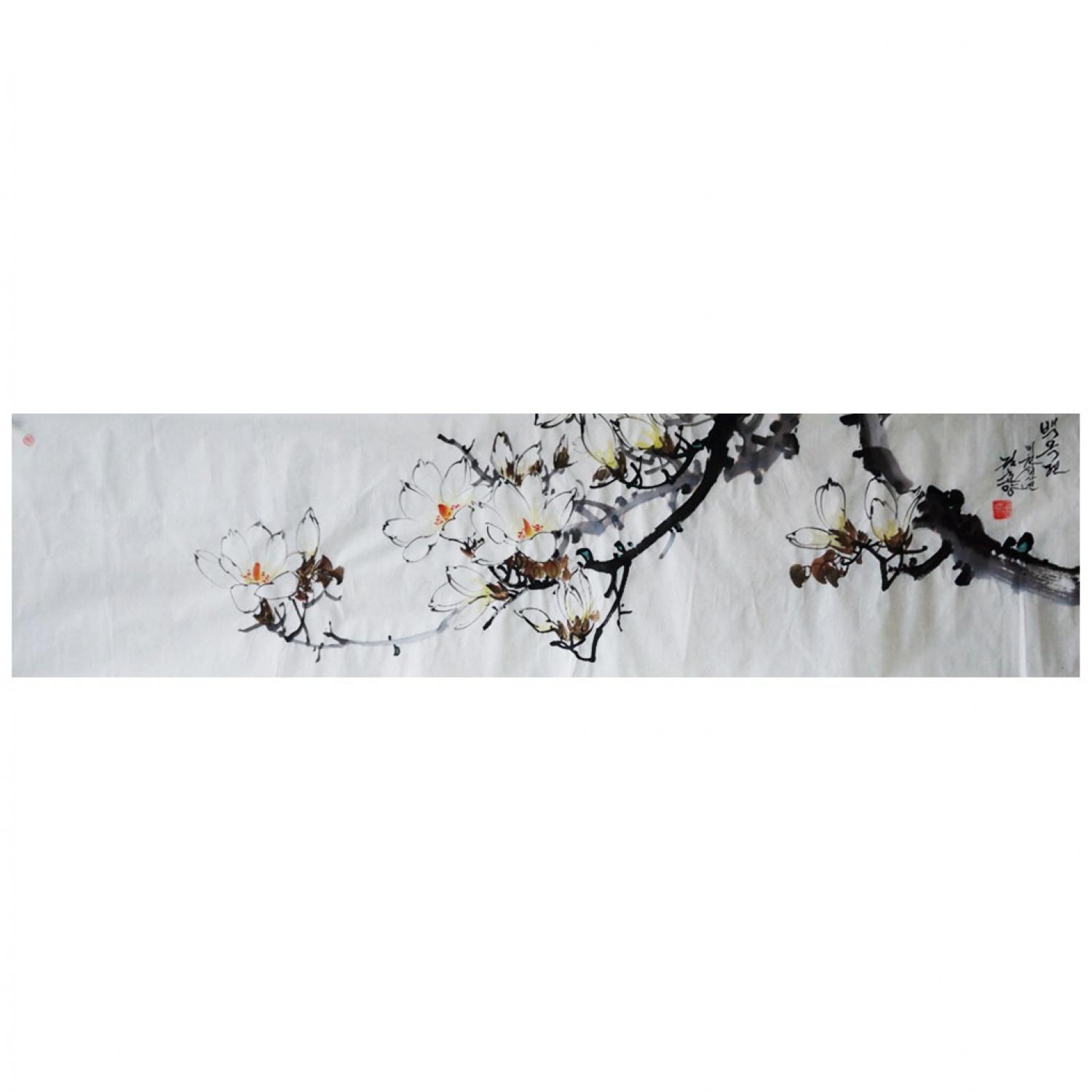 金春阳《白木莲》朝鲜国画