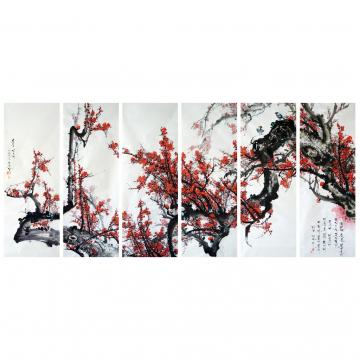 金春阳《红梅》朝鲜国画-L820