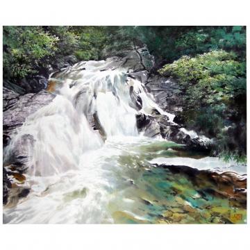 安德永《清潭飞瀑》朝鲜国画
