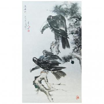 金基万《鹰》朝鲜国画