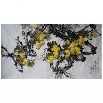 金春阳《葡萄的香气》朝鲜国画