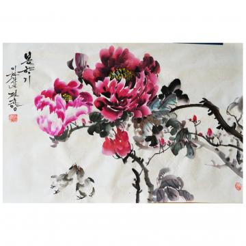 金春阳《春天的气息》朝鲜国画