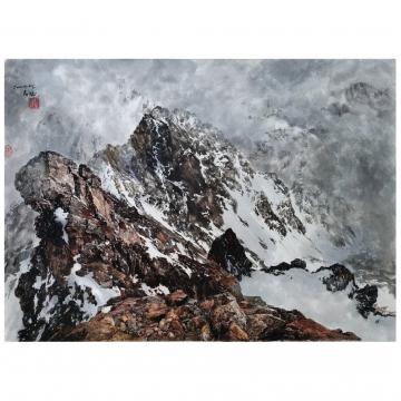 崔润哲《祖国山岳》朝鲜国画