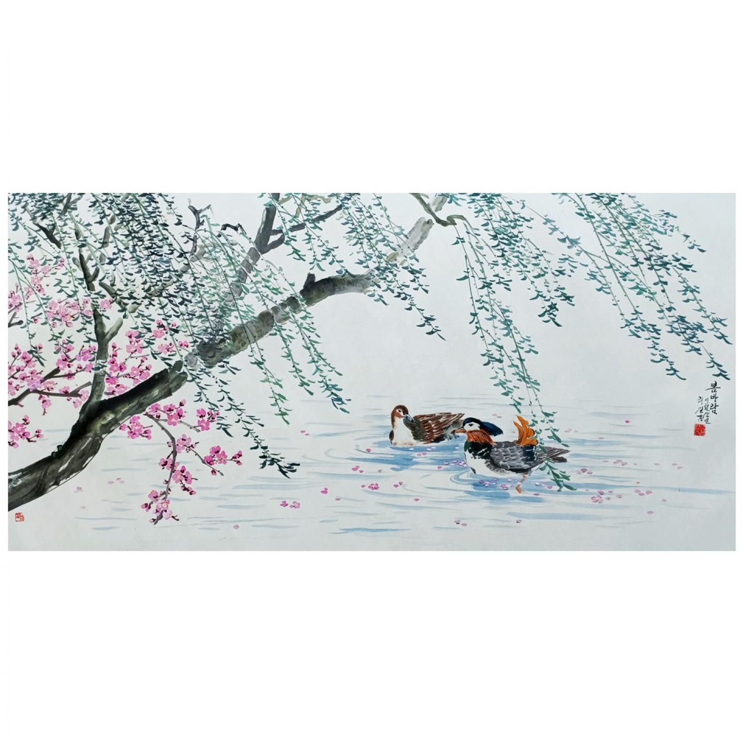 李吉男《春风》朝鲜国画-1112