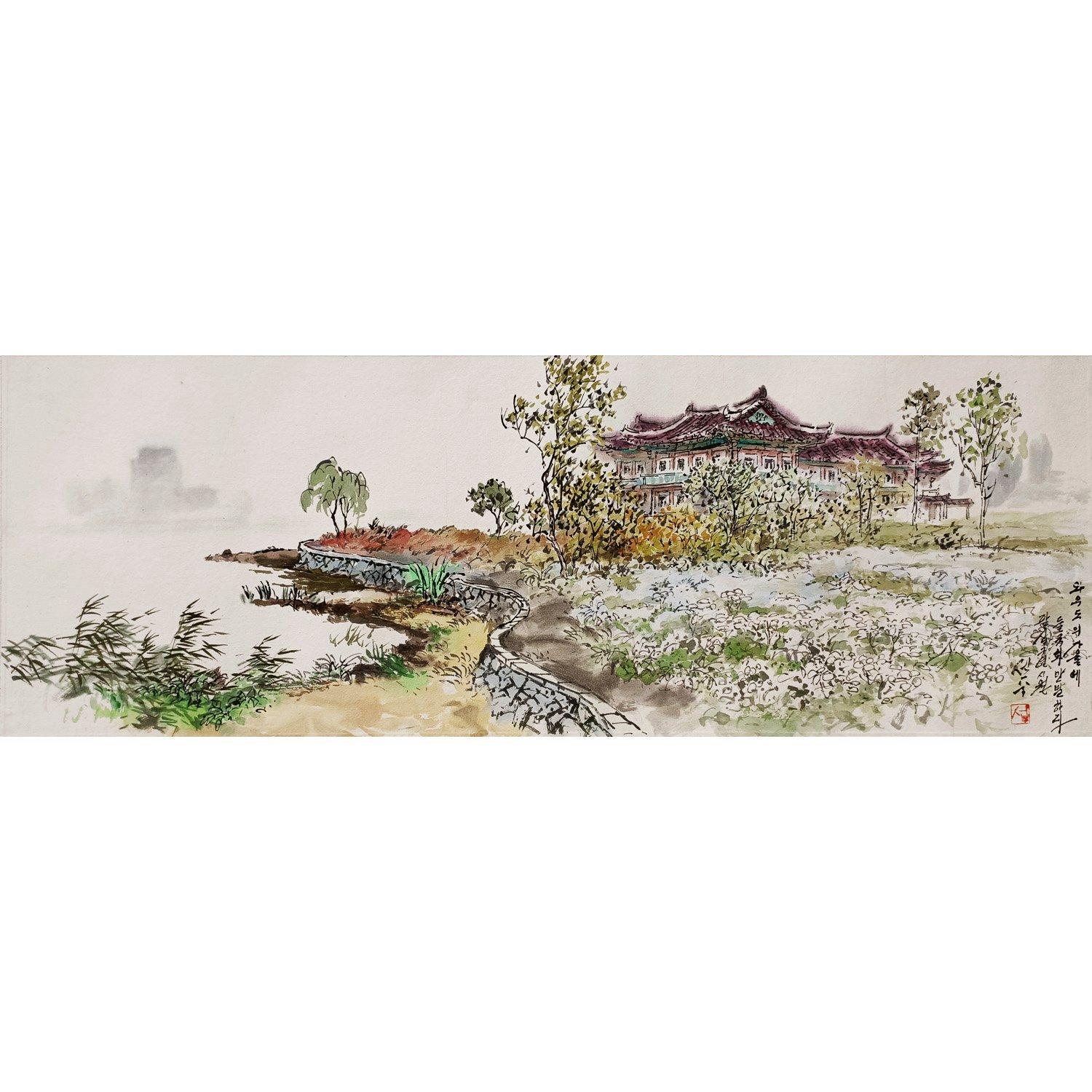 鲁善州《卧牛岛之秋》朝鲜国画