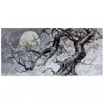 方成姬《月夜梅树》朝鲜国画-L820