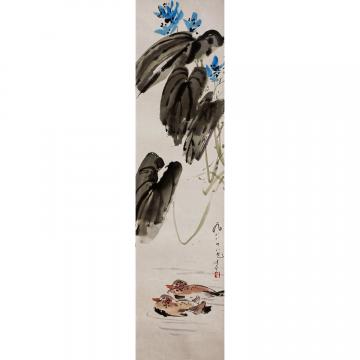 鲁善州《菰蒲深处浴鸳鸯》朝鲜国画