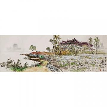 鲁善州《卧牛岛之秋》朝鲜国画