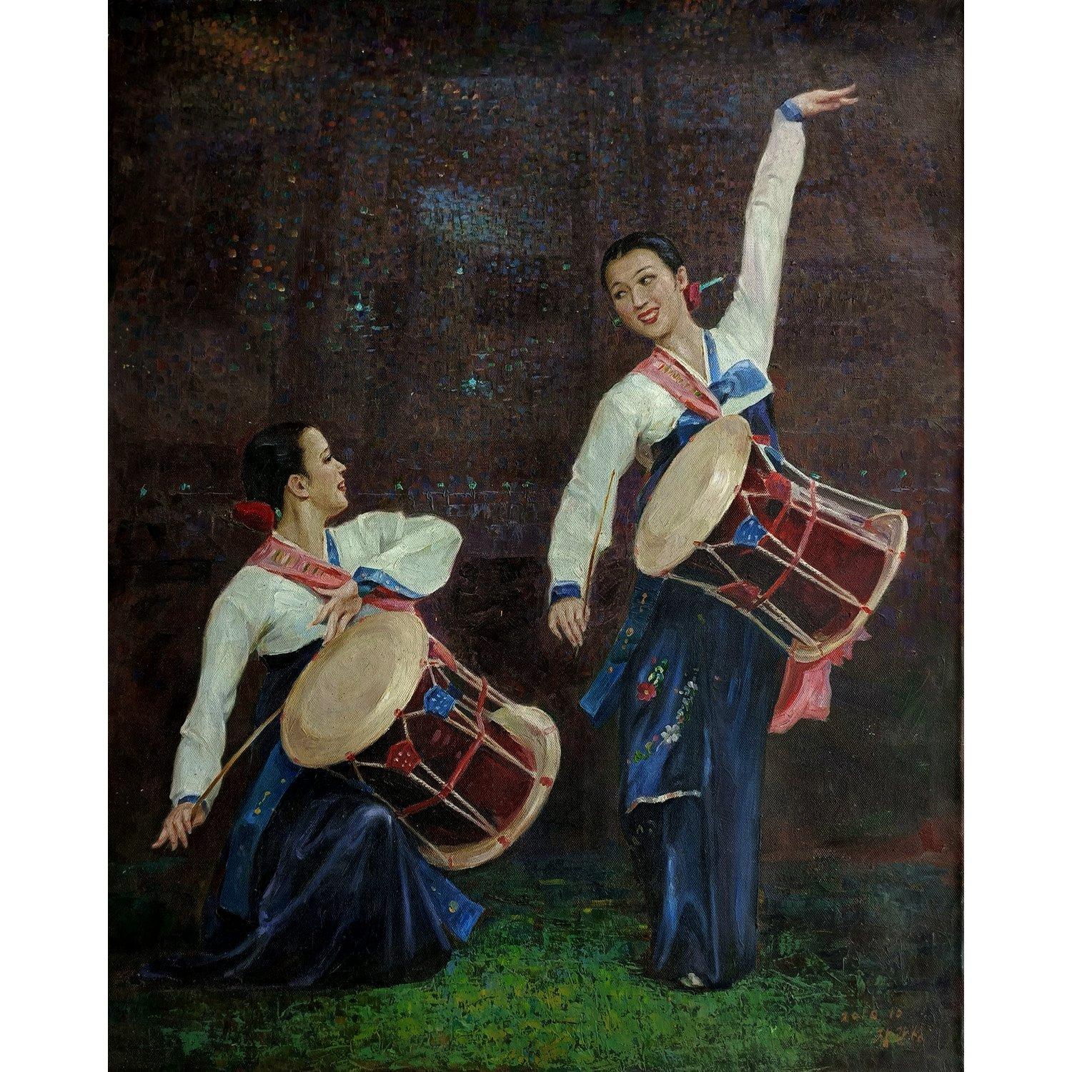 张光星《鼓舞》朝鲜油画