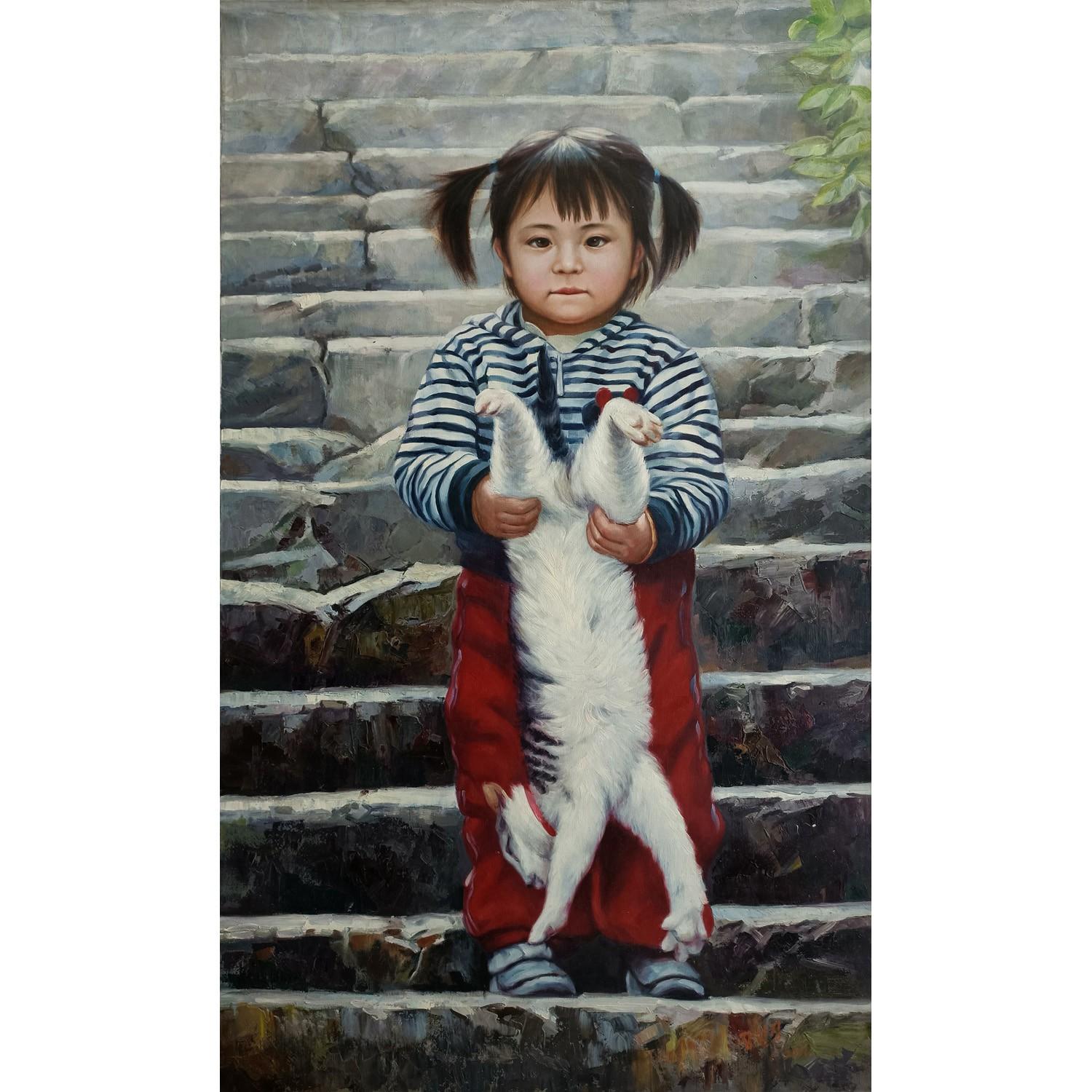 张光星《童趣》朝鲜油画