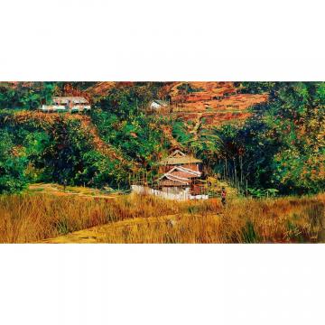 张道成《故乡的田野》朝鲜油画