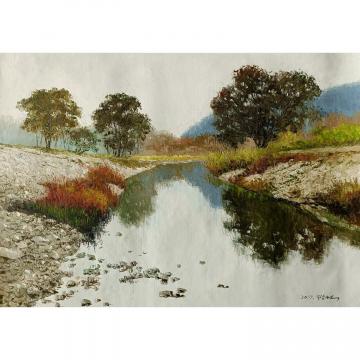 池承石《河流》朝鲜油画
