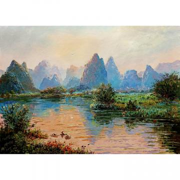 金英男《山中流水》朝鲜油画