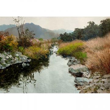 池承石《溪流》朝鲜油画