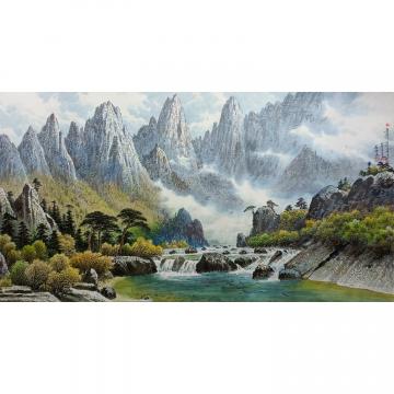 黄炳浩《金刚山大石洞峡谷》朝鲜国画