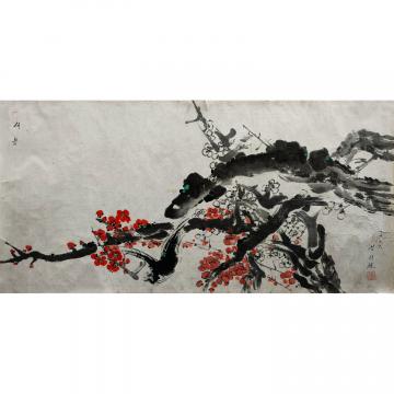 金林权《红梅》朝鲜国画