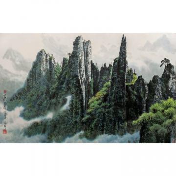 黄炳浩《金刚山三仙岩》朝鲜国画