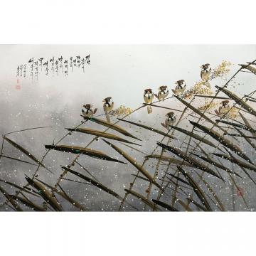 吴永成《麻雀》朝鲜国画