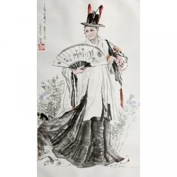 金圣民《扇子舞》朝鲜国画