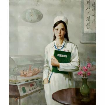 任明吉《医生》朝鲜油画
