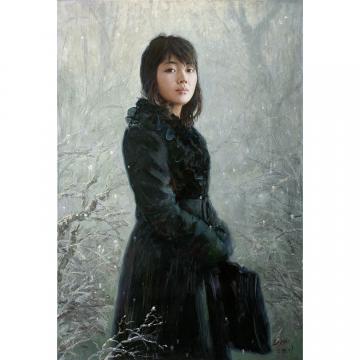 吴贤基《雪后》朝鲜油画